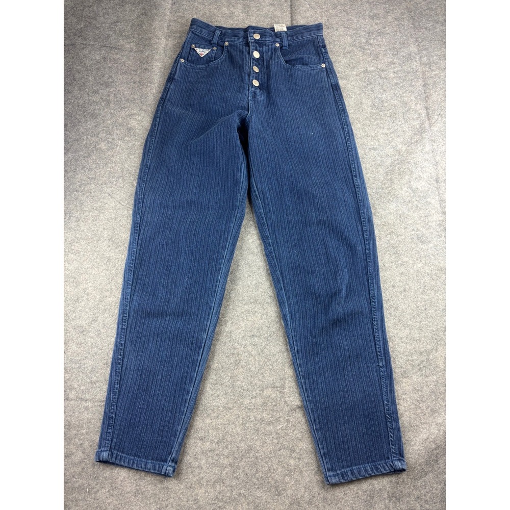 Gitano Kids 14 (25x28) Vintage High Waisted Button Fly Textured Denim Jeans Blue